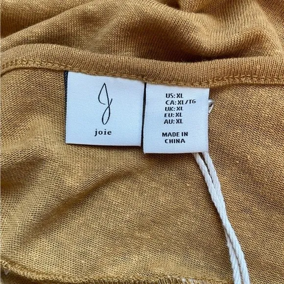 NWT Joie Linen Blend Top Ruched Tie Shoulder Tee Goldenrod Yellow Size XL NEW - Image 7