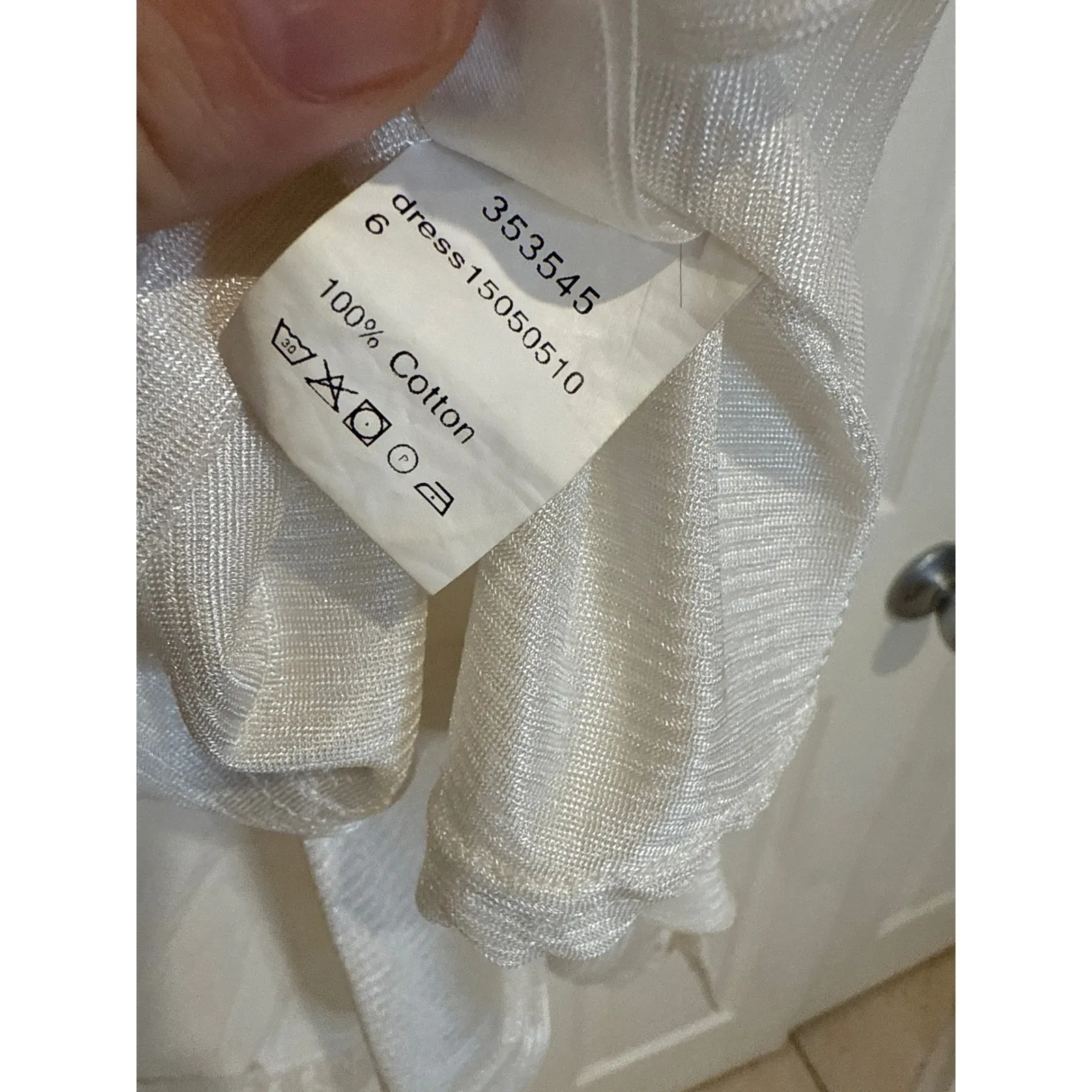 H&M White Dress Eyelet‎ Lace Trim Off Shoulder Casual Summer Medium - Image 5