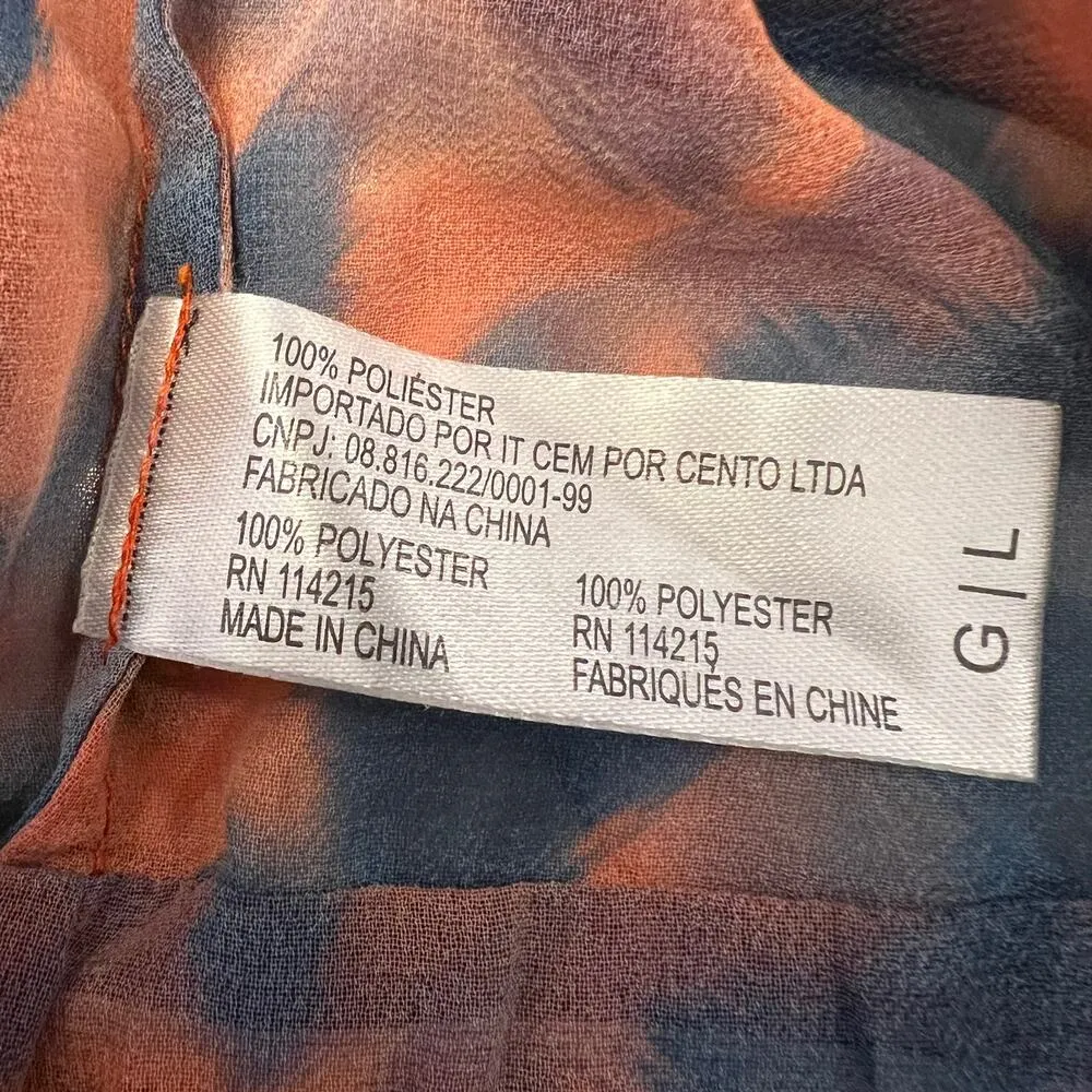 ViX Paula Hermanny Swim Coverup Fiery Orange Smoky Blue Size L No Flaws! Size L - Image 9