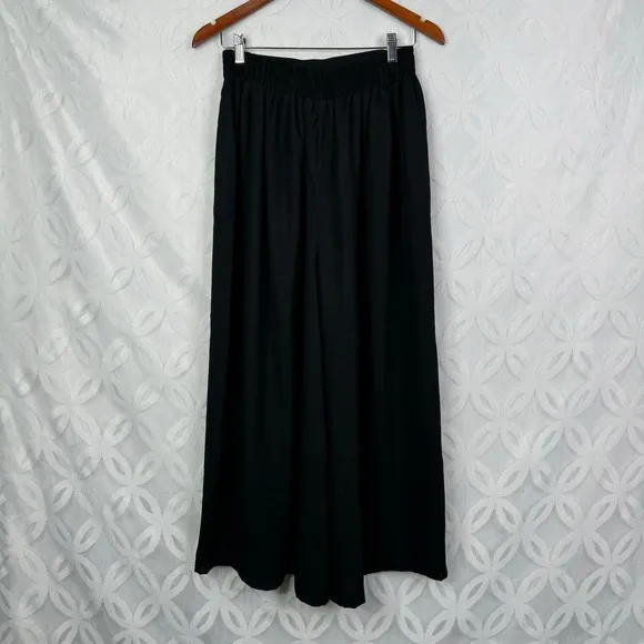 GANTOS Black Wide Leg Palazzo Pants Elastic Waist Polyester Made in‎ USA Medium Size undefined - Image 5