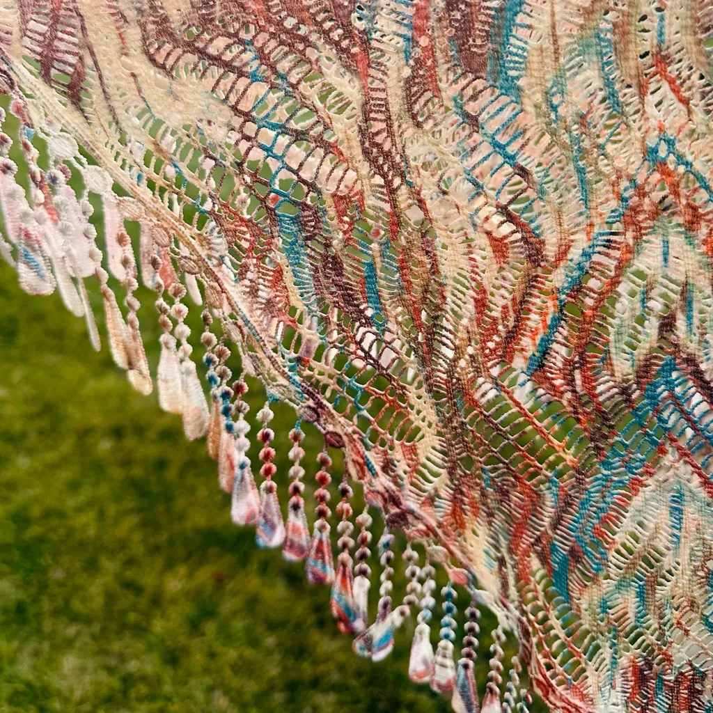 Reba Multicolor Fringe Crochet Layered Plus Size Poncho - Image 13