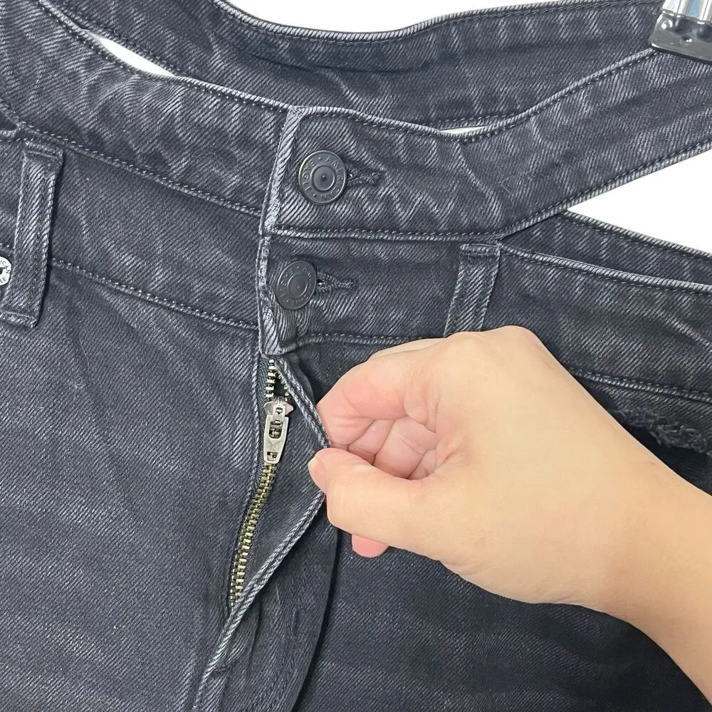 American Eagle Baggy Cut Out Jeans Women’s Size 6 Short Black Super High Rise - Image 8