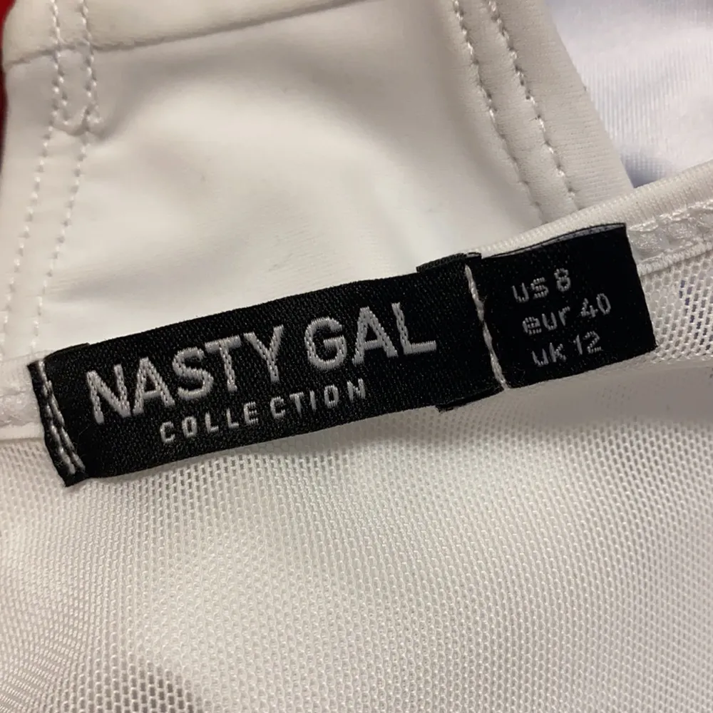 Nasty Gal Swimsuit White High Neck Mesh Panel High Leg One Piece Sexy 8 New - Image 7