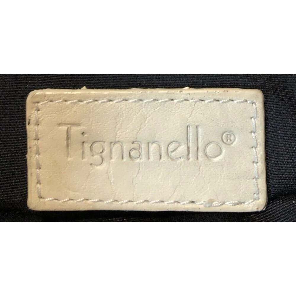 Tignanello Shoulder Cream Zipper Leather Handbag Purse - Image 9