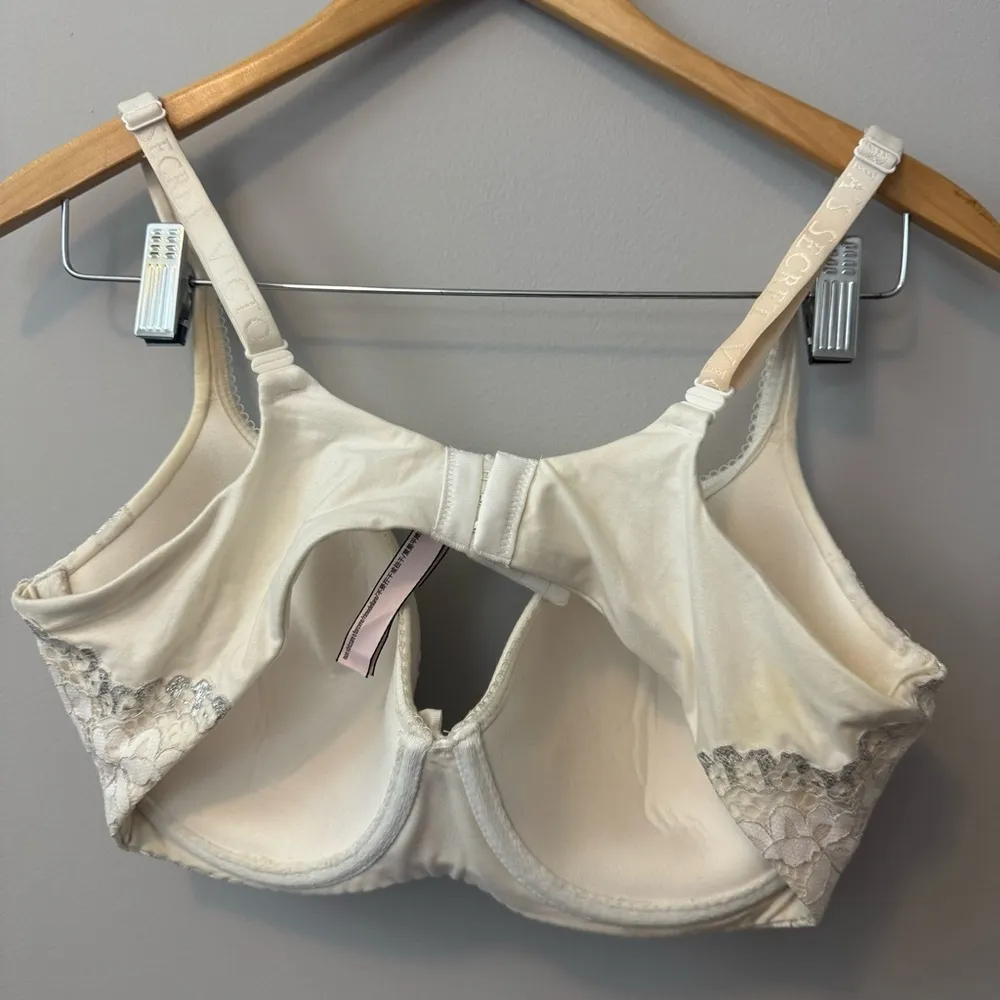 Victoria’s Secret ivory bridal wedding lined demi lace bra 38D - Image 2