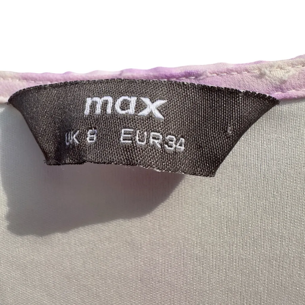 Max Lavender Gingham Sheer Midi Dress Balloon Sleeve Lined Button Front US‎ 4 Purple - Image 5