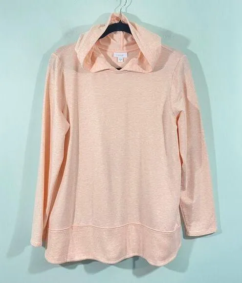 Pure Jill Women Pink Space Dyed Pima Cotton Pullover Hoodie Size M Size M - Image 1