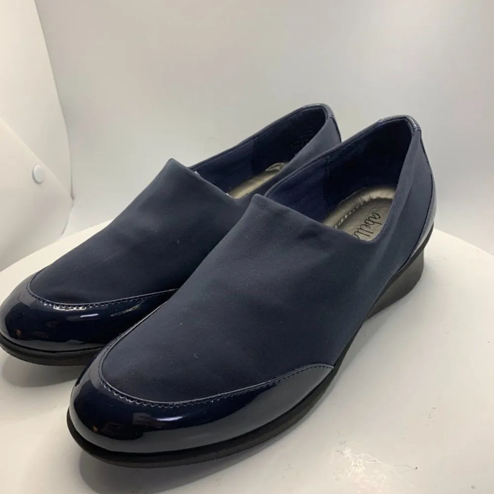 Abella Slip on Navy Patent Loafer 2" Heel Blue Size 7 - Image 2