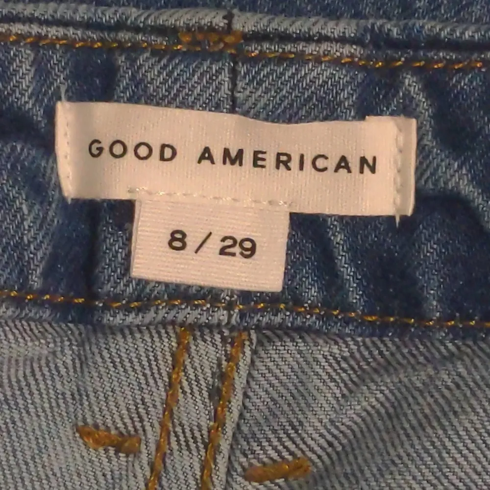 Good American Good Vintage Frayed Hem Straight Leg Jeans Blue High Rise 8 New - Image 9