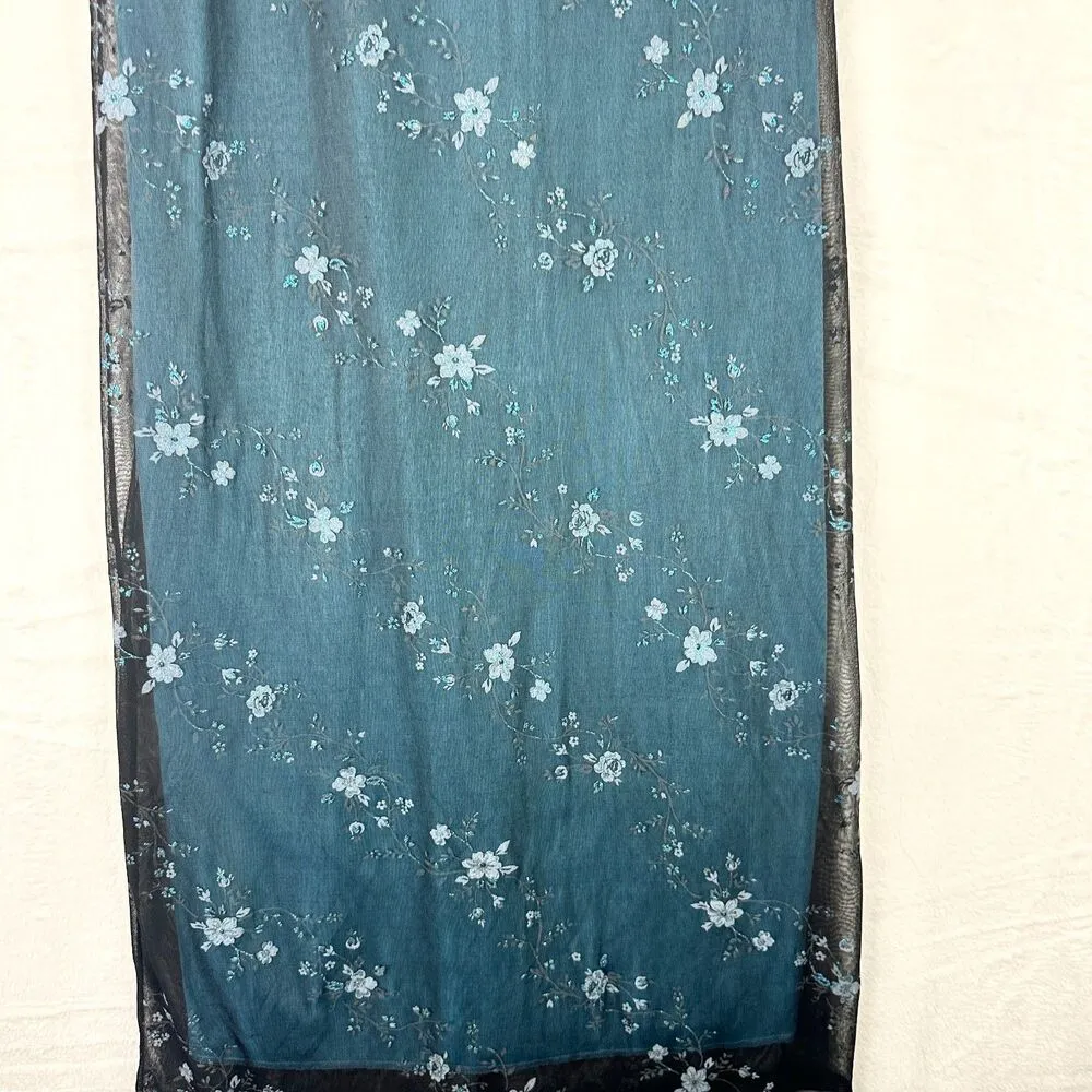 Vintage Whimsigoth Maxi Dress Size Small Dark Floral Sparkle Glitter Fairy 90s Black - Image 6