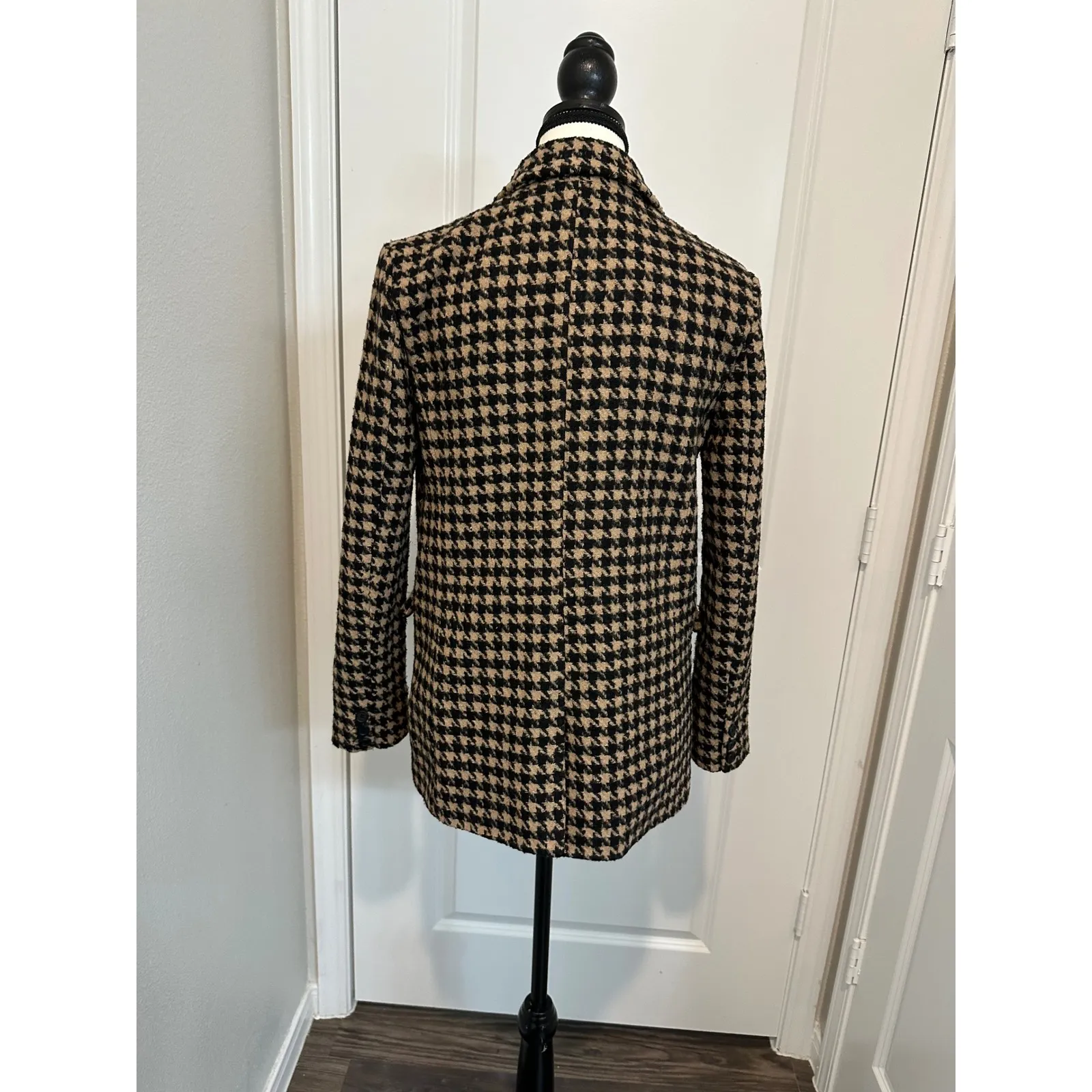 BLANKNYC Book Club Houndstooth Wool Blend Blazer XS Brown Black Double Breasted - Image 2