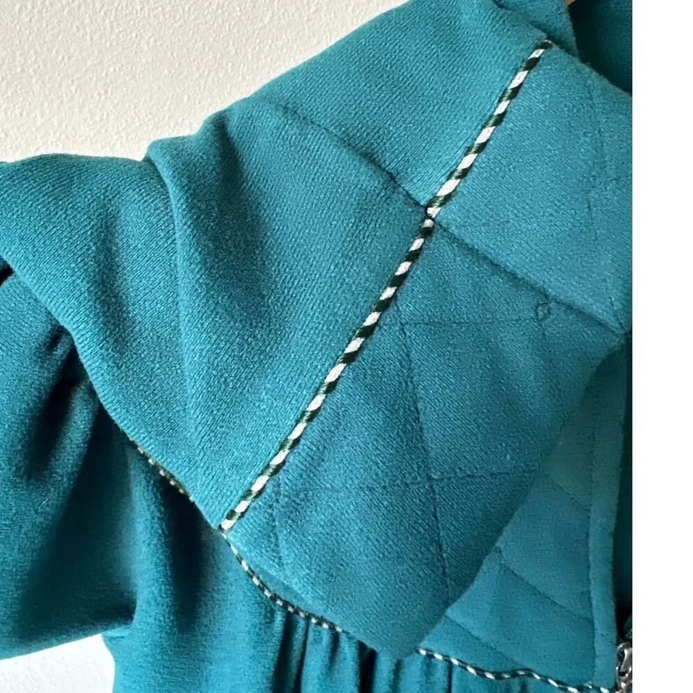 Vintage Vanity Fair Emerald Green Fleece Quilted Zip Robe Housecoat Medium - Image 5