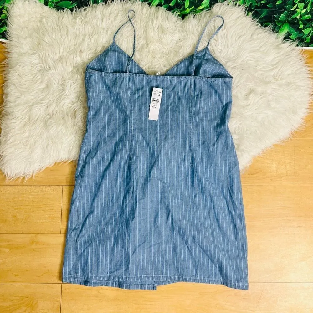 TOPSHOP Pinstripe Denim Wrap Dress 12 - Image 13