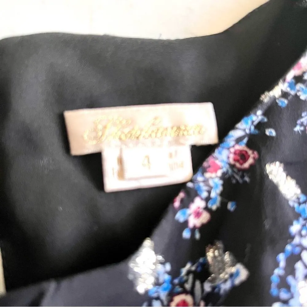 Shoshanna Maisie Cedar Floral Metallic-Print Flutter-Sleeve Dress size 4 - Image 9