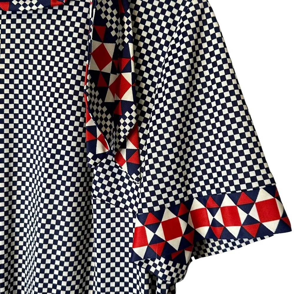 Lorac Original Vintage 1970s 1980s Union Made Blue White Gingham Plaid Necktie Size M - Image 5