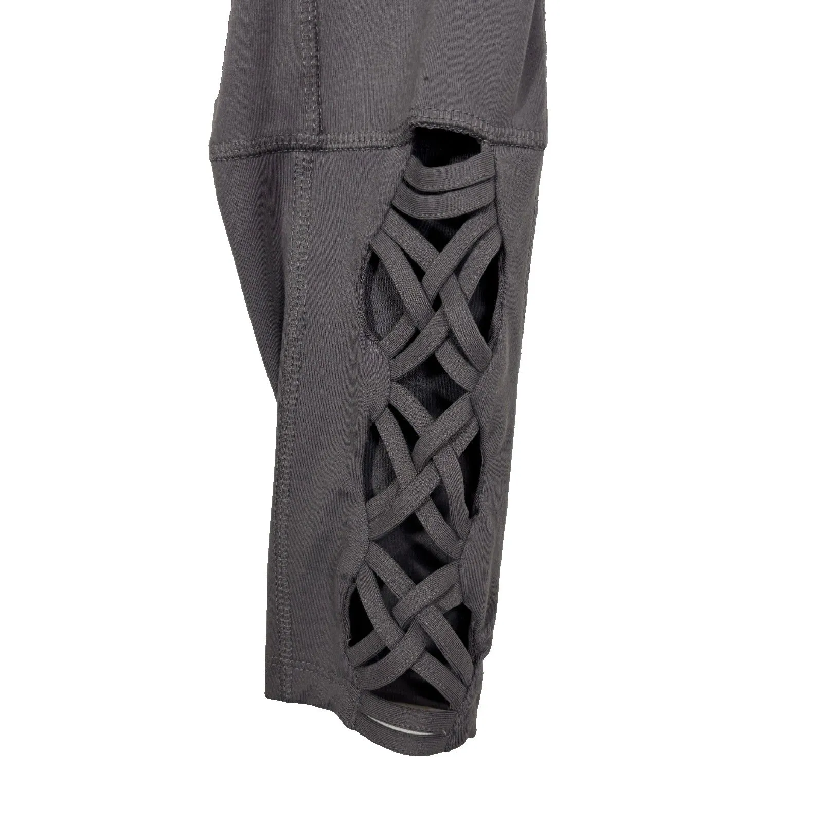 Marika 7/8 Legging Womens S Criss Cross Lower Side Panel Gray Yoga Lounge Pocket - Image 2
