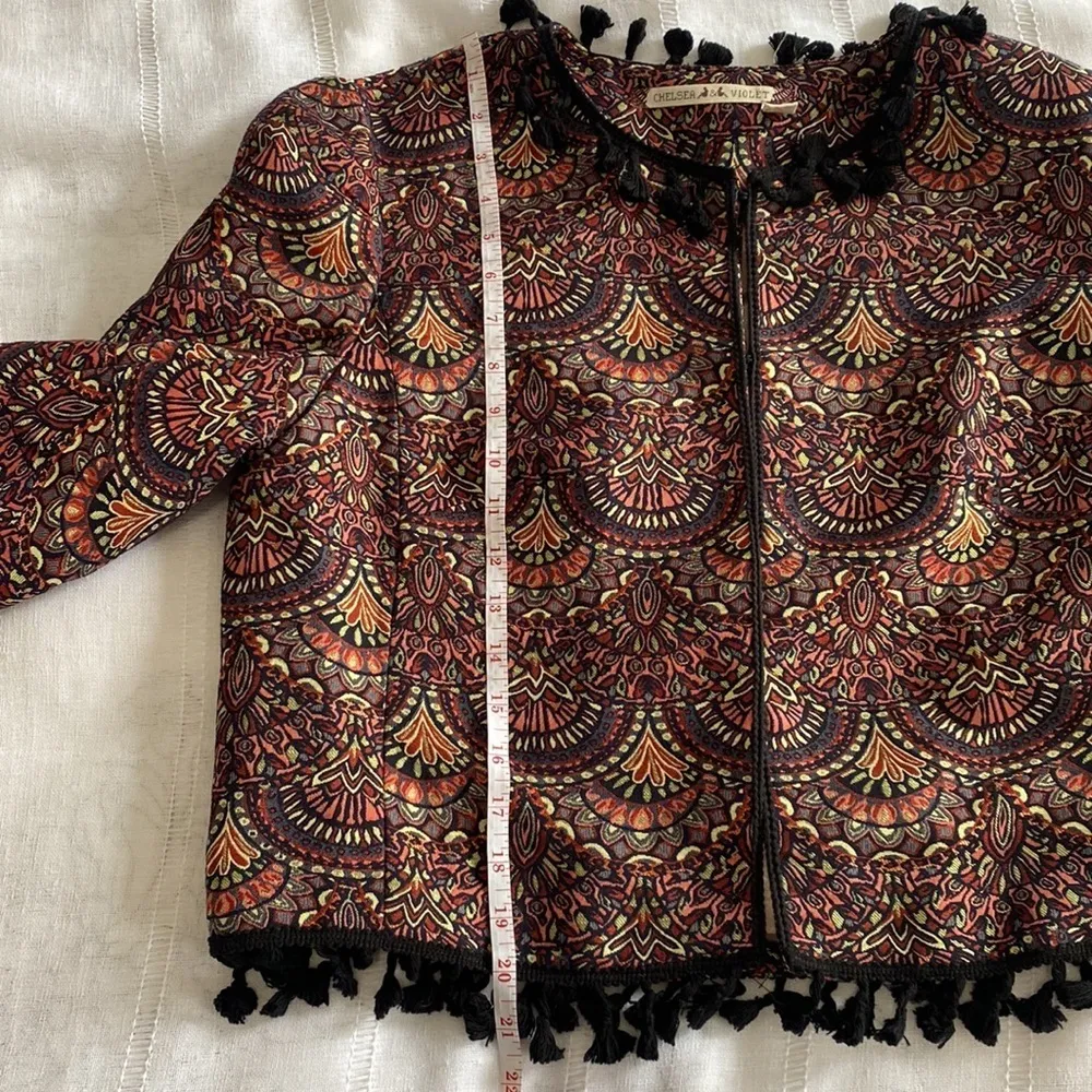 Anthropologie Chelsea + Violet bohemian jacket with tassels. - Image 12