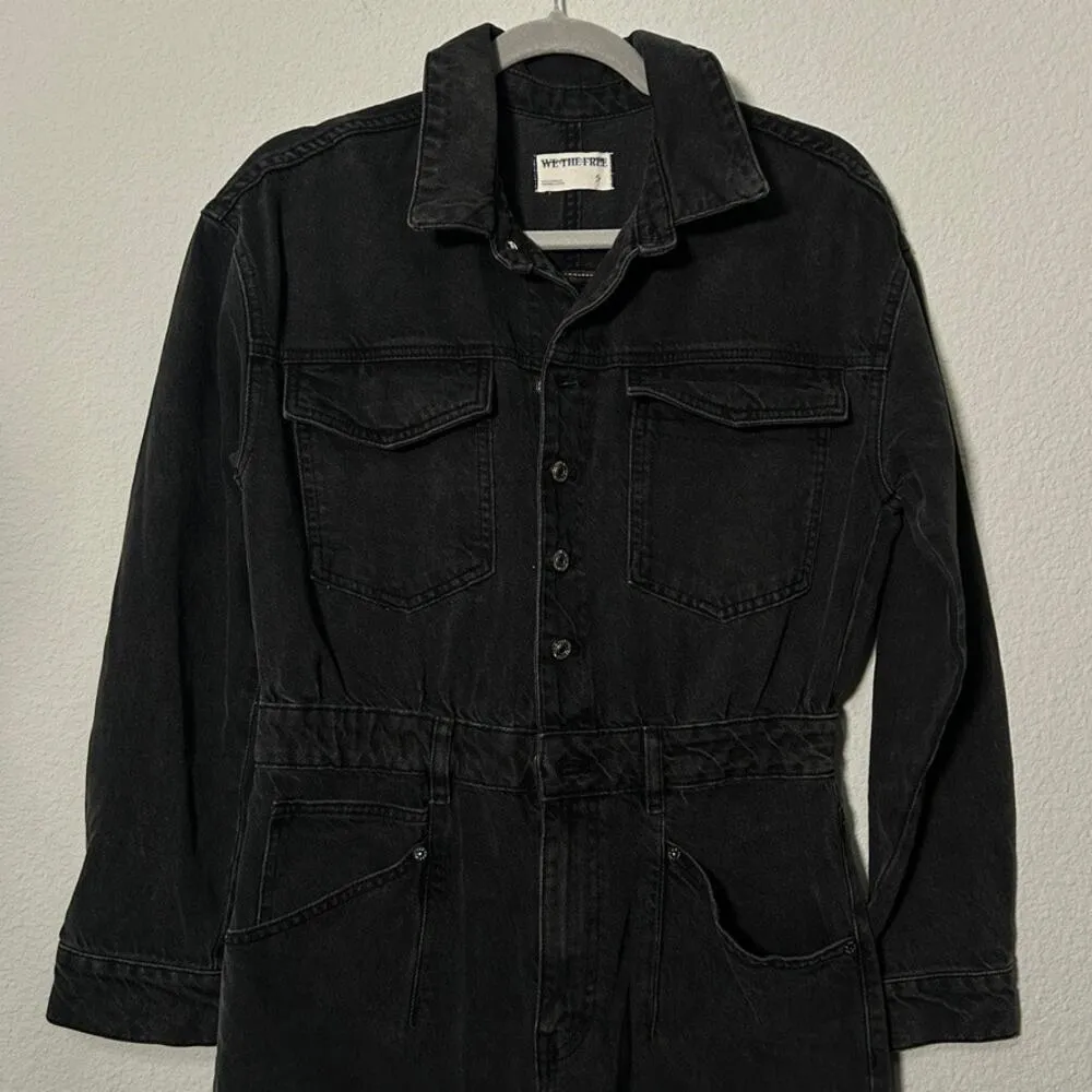 NEW Free People We The Free Touch The Sky One-Piece Black Denim Size Small $178 - Image 11