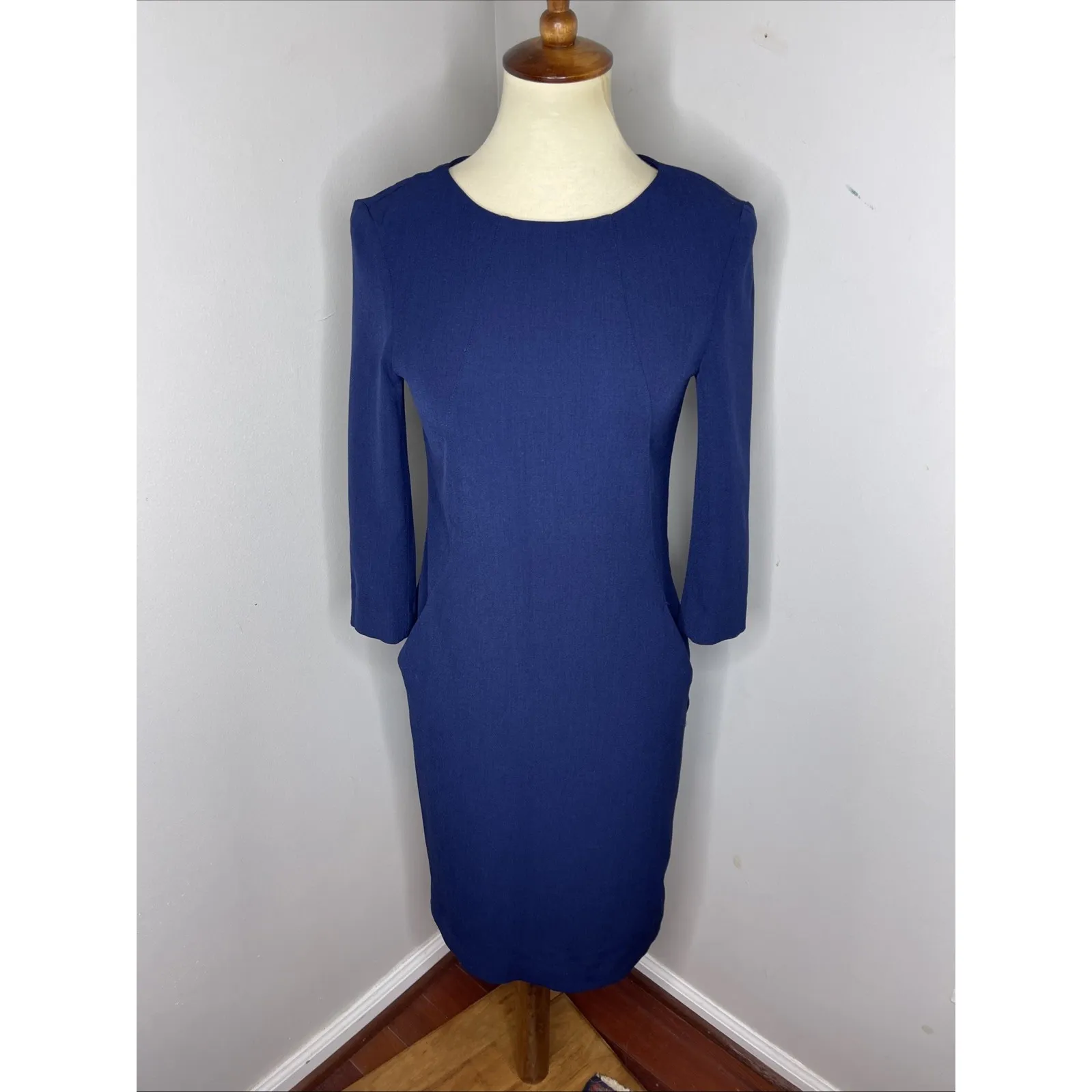 MM Lafleur Navy Blue The Etsuko Dress 3/4 Sleeve Sz 2 - Image 2