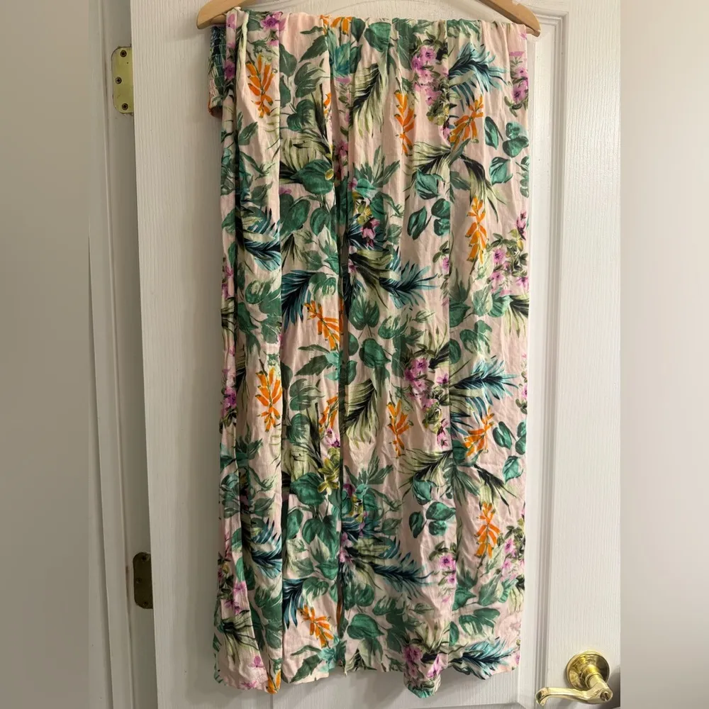 Kona Sol Tropical Floral Print Swim Coverup Smocked Waist Maxi Skirt - size XL - Image 4