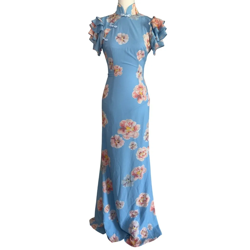 SAU LEE Sylvie Dress in Blue Multi 2 New Womens Floral Gown Long Maxi - Image 4