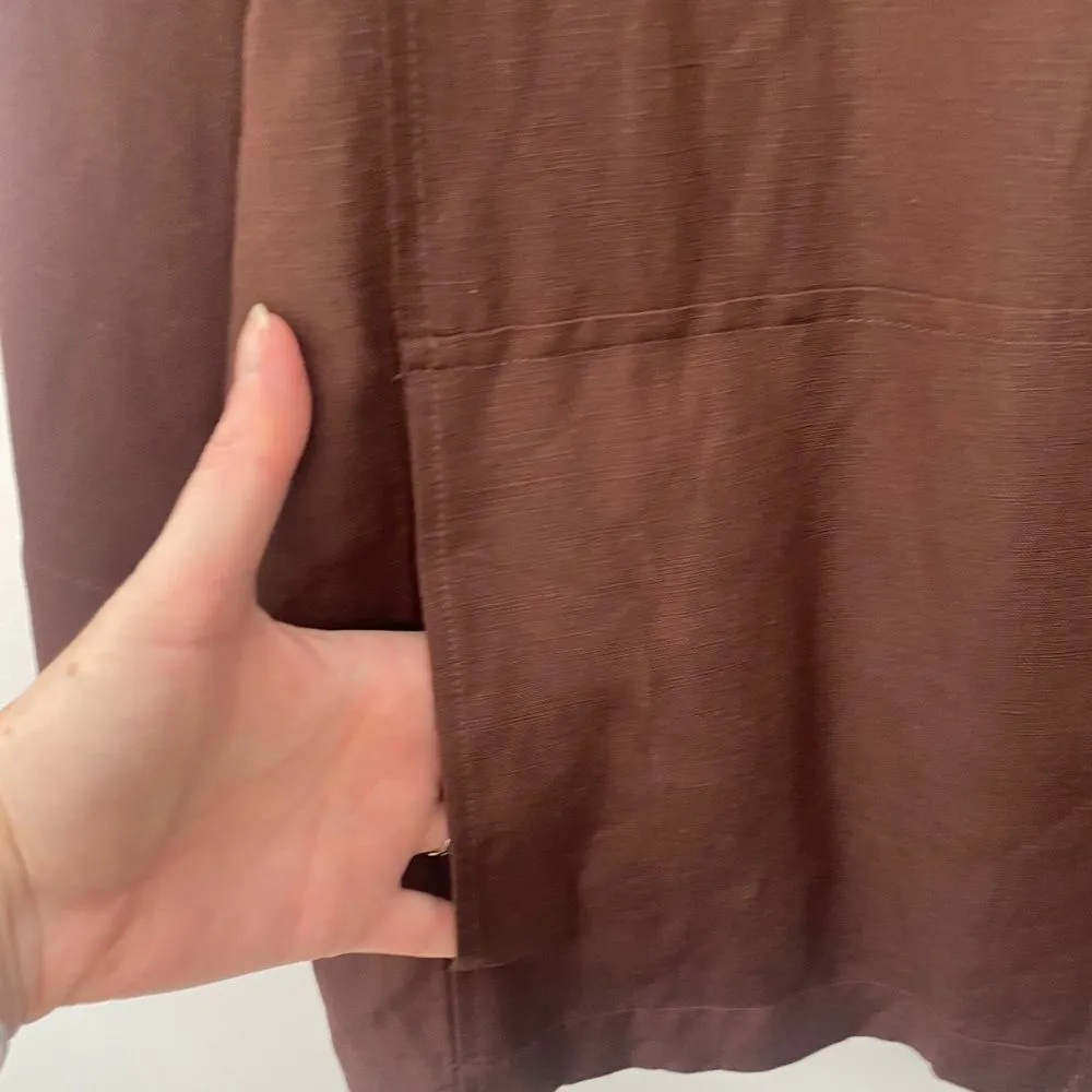 Linen Shacket Shirt Jacket Women's Plus Size 18 Dark Brown Button Down Lagenlook - Image 7