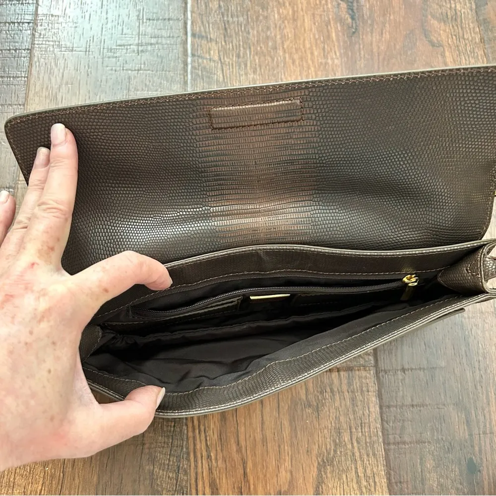 COLE HAAN bronze metallic leather baguette bag / clutch, NWOT - Image 12