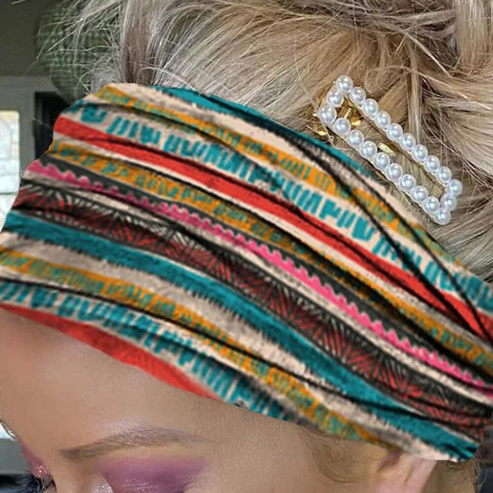 Striped Colorful Rainbow Print Chic Trendy Headband - Image 2