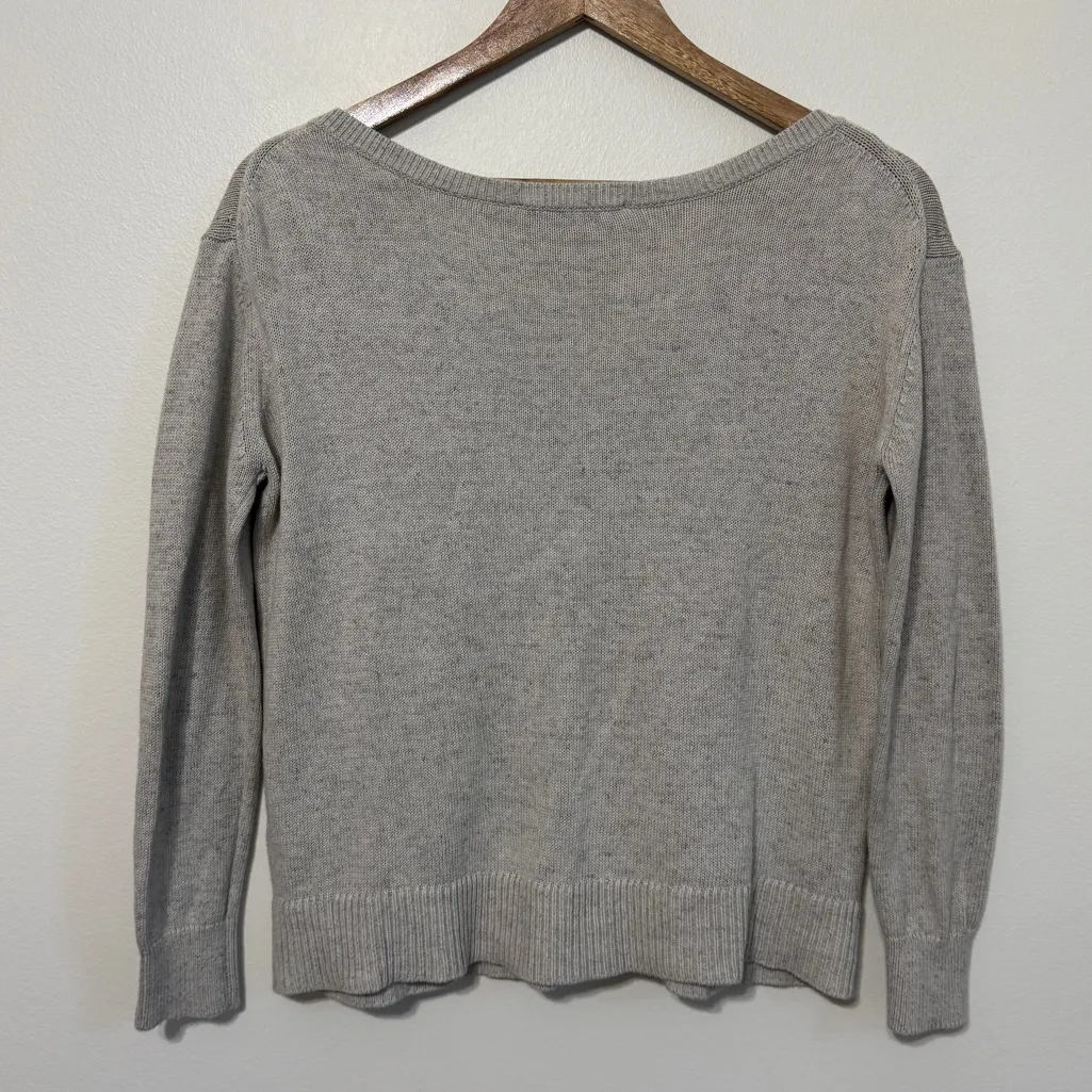 Everlane The Soft Cotton V-Neck Sweater Crop Waist Grey Size XXS XS - Image 6