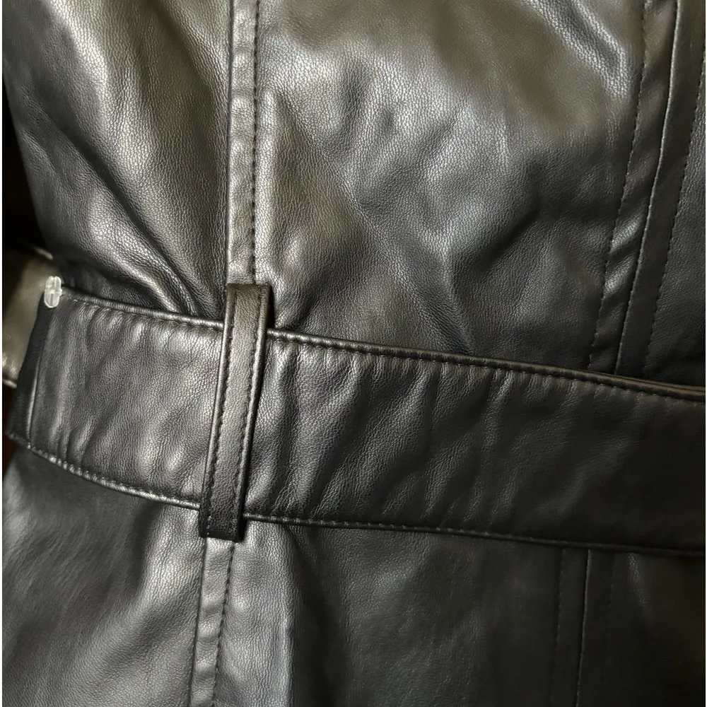 International Concepts Black Leather Jacket Size Small - Image 14