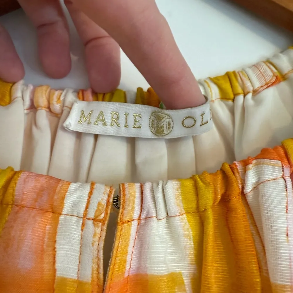 Marie Oliver Greta Puff Sleeves Golden Madras Mini Dress Sz Large - Image 4