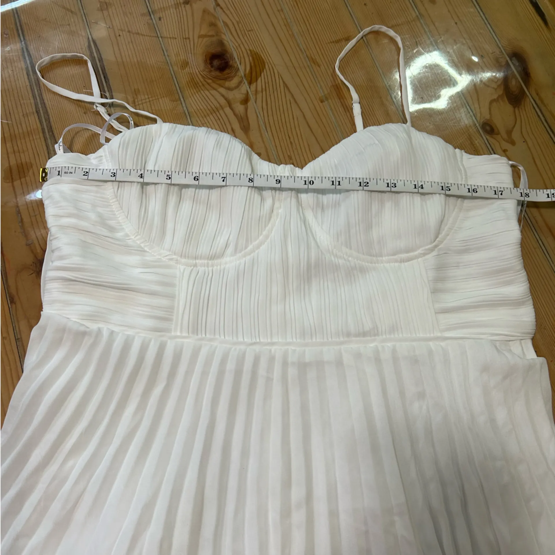 Cascading Crush White Tiered Bustier Midi Dress Size XL - Image 5