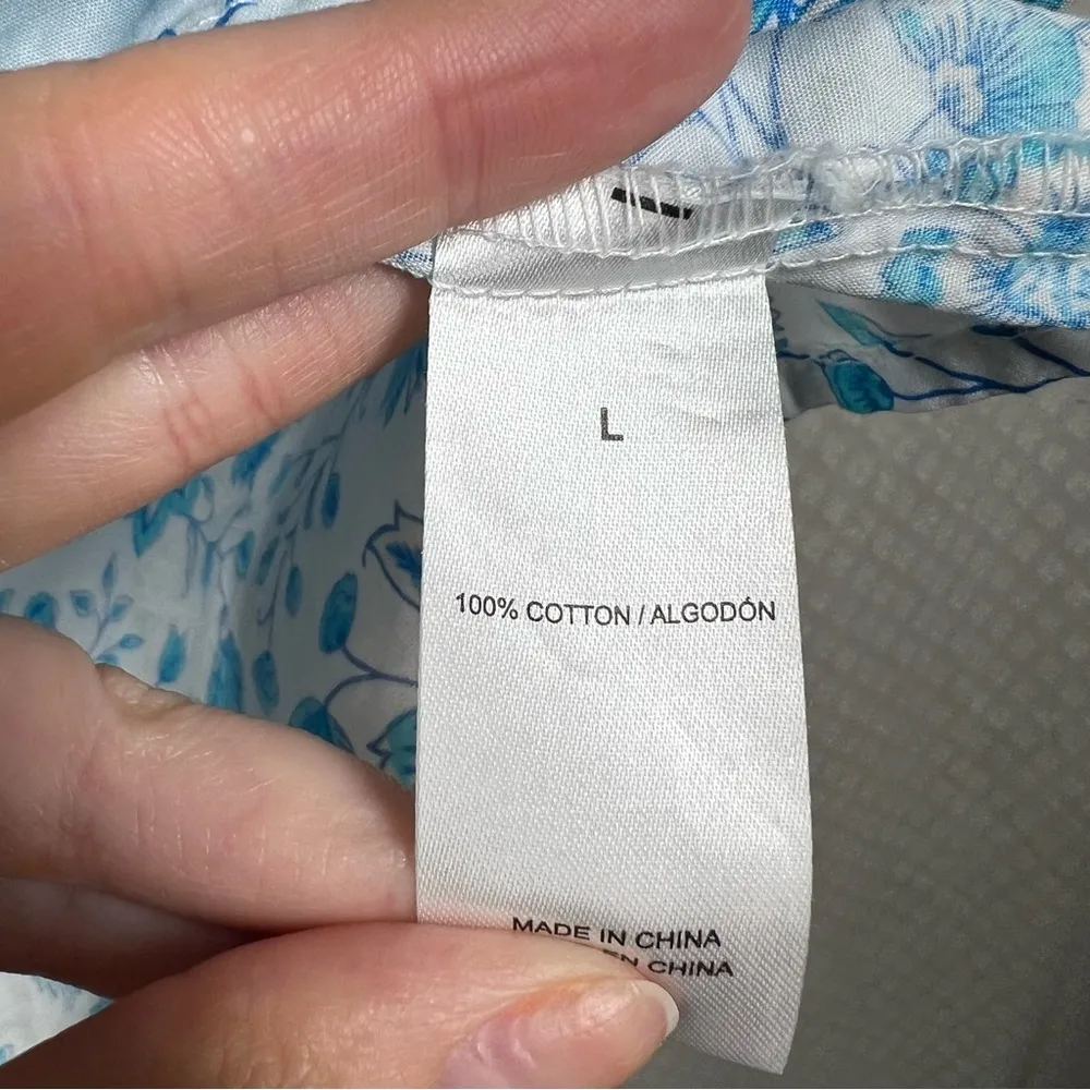 Draper James White Blue Floral Puff Sleeve‎ Peasant Top - Image 5