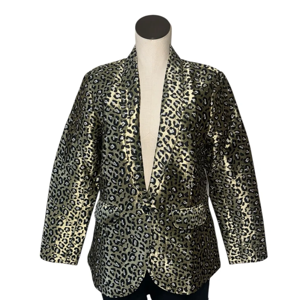 NEW VENUS Leopard Jacquard Blazer COLOR  Black & Gold - Image 11
