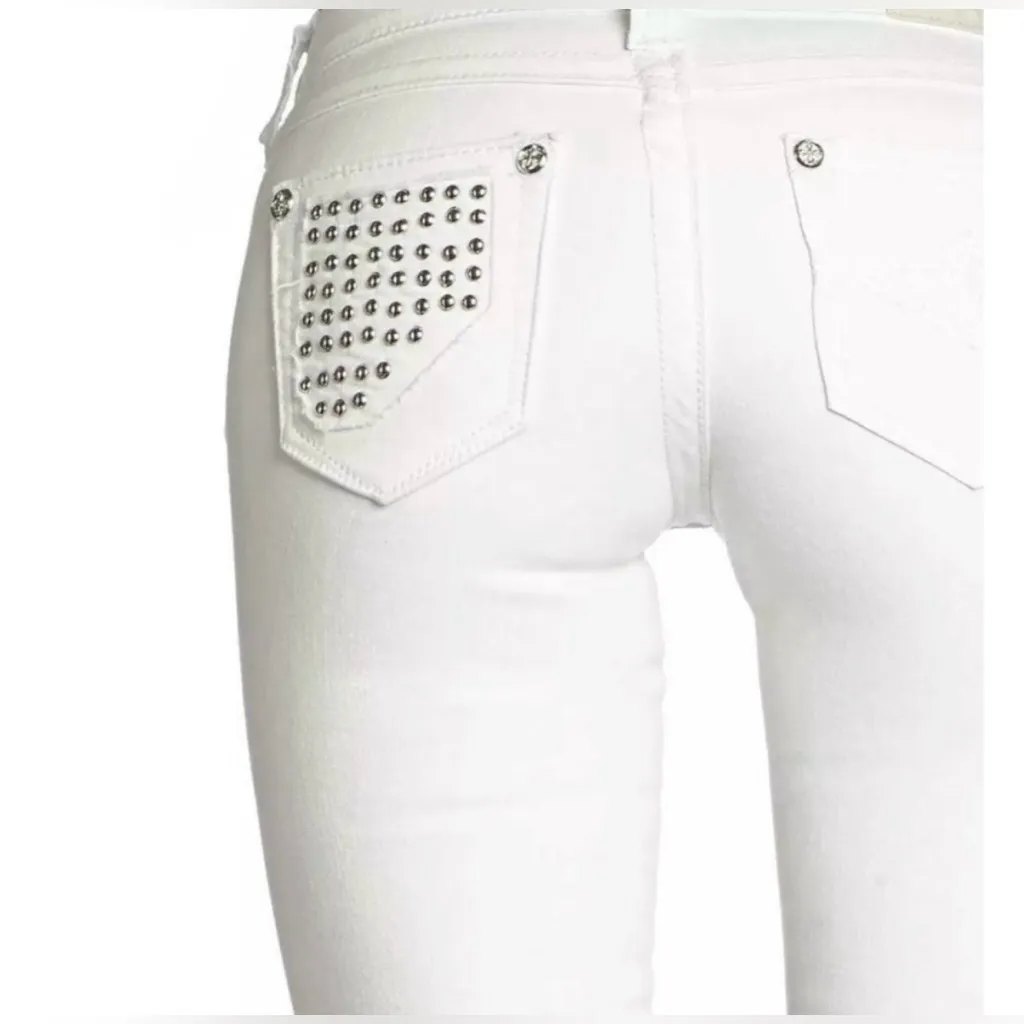 Affliction Black Platinum Raquel Tara Women’s White Jeans Size 24 - Image 3