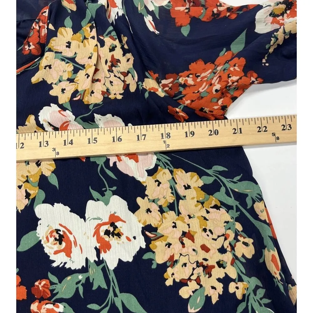 Umgee Babydoll Mini Dress Sz M Floral V Neck Bell Sleeves Festival Boho - Image 12