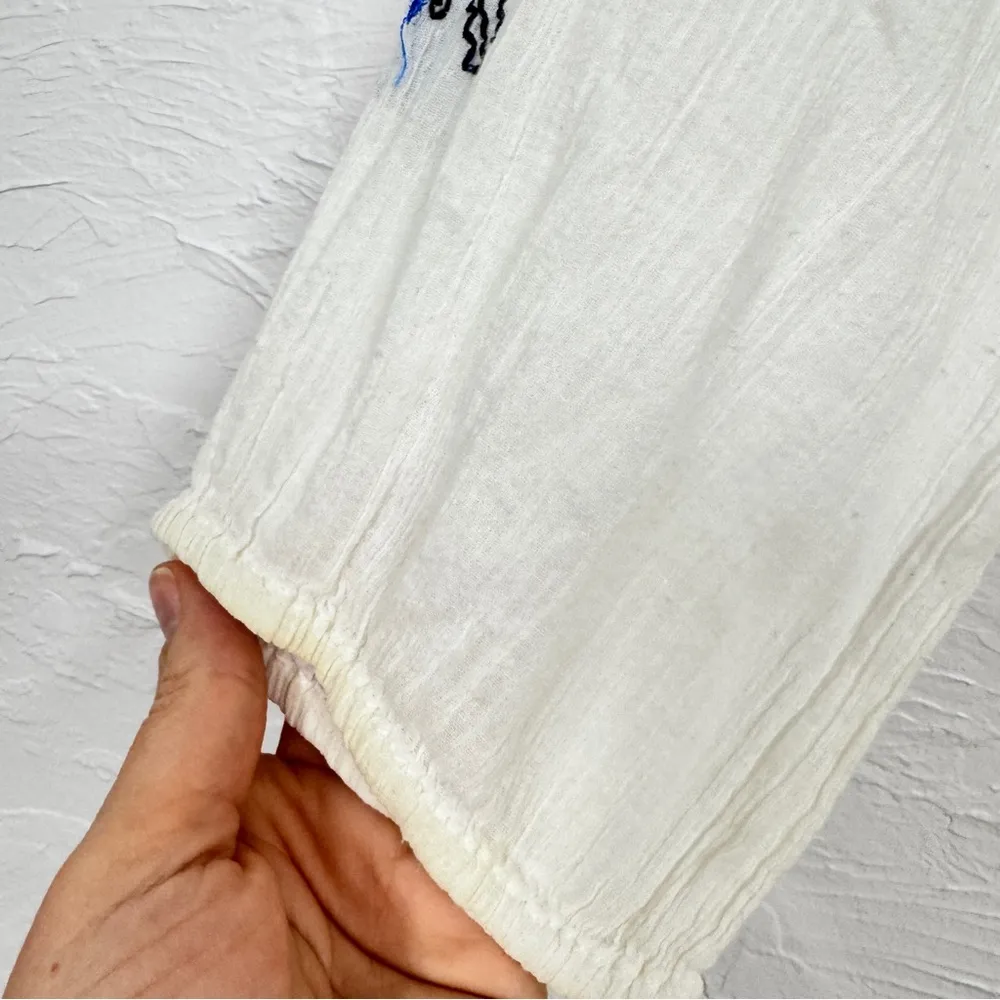 Joie White Embroidered Boho Blouse Peasant Top Womens S Beachy Vacation Summer - Image 5