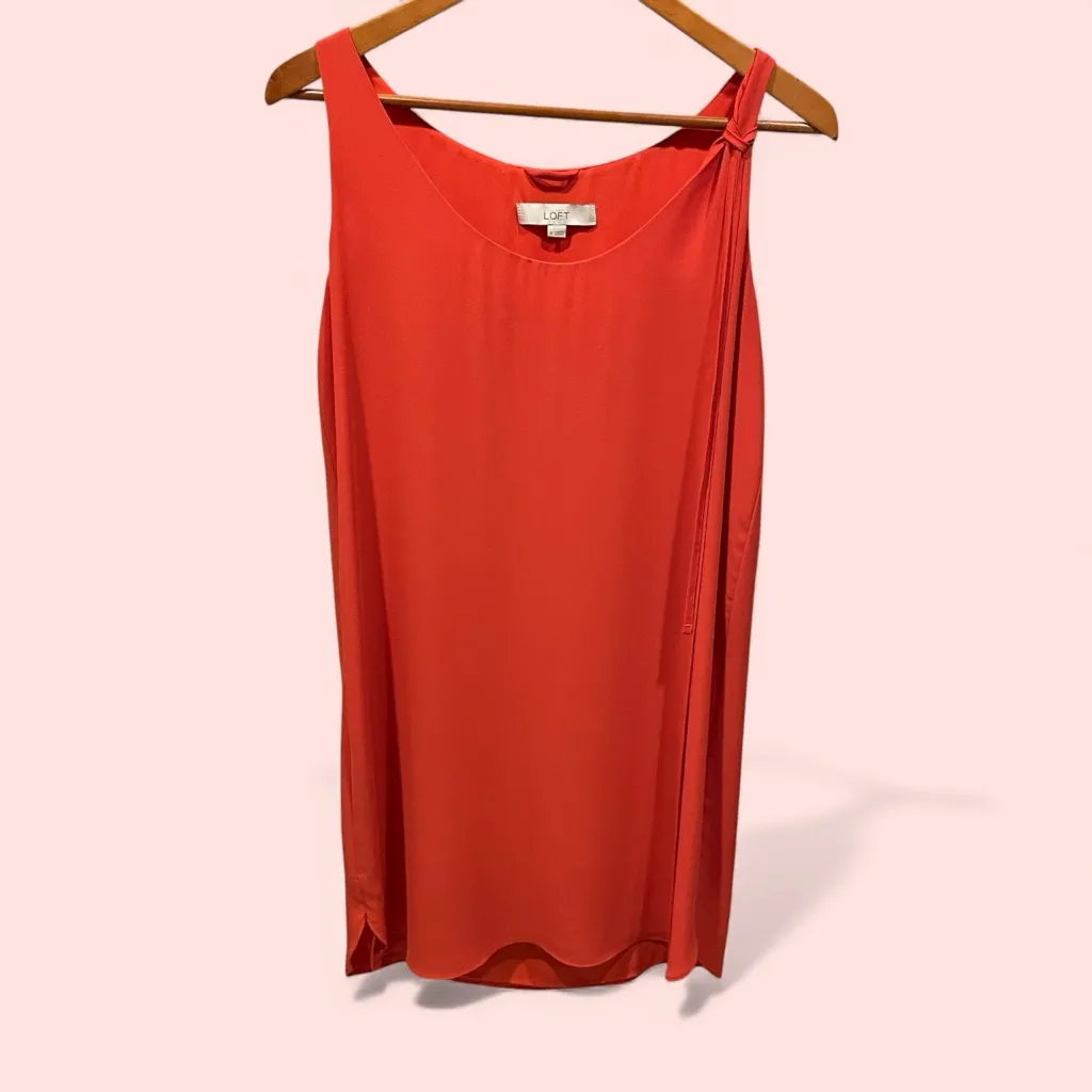 Cute pumpkin spice swingy sleeveless dress tie belt Ann Taylor Loft - Image 2