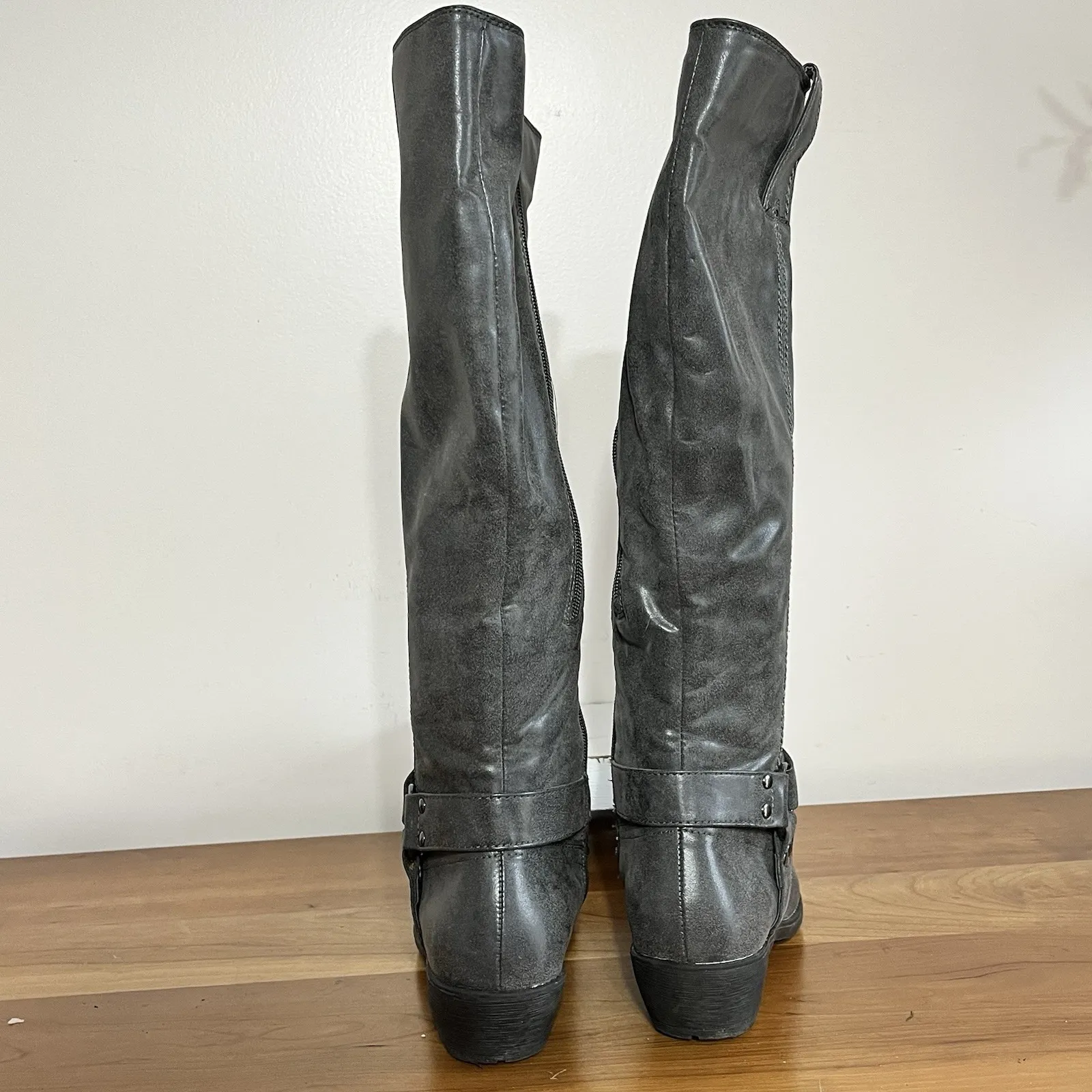 A2 By Aerosoles In An Instant Tall Riding Boots Zip Knee Grey Size 8.5 - Image 6