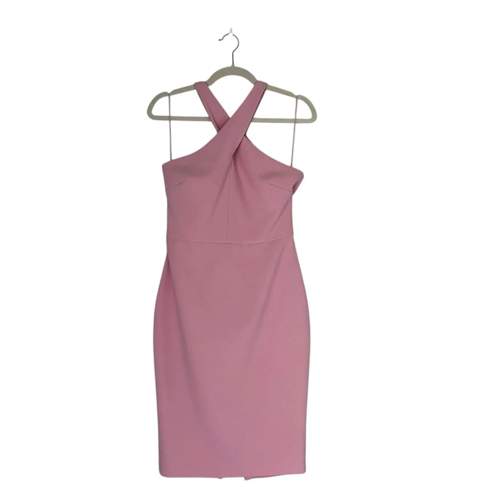 Likely carolyn dress criss cross halter pencil style in peony pink size 6 - Image 3