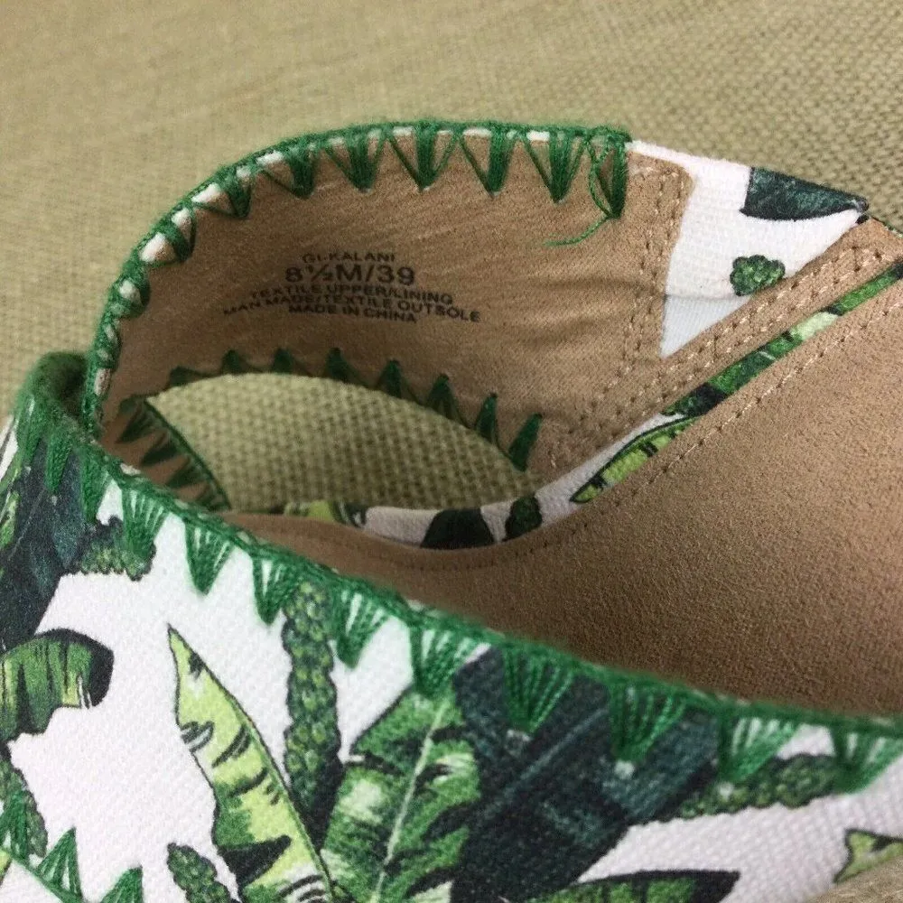 G.I.L.I. Palm Leaves Slide On Wedge Sandals. Size: 8.5 White - Image 11