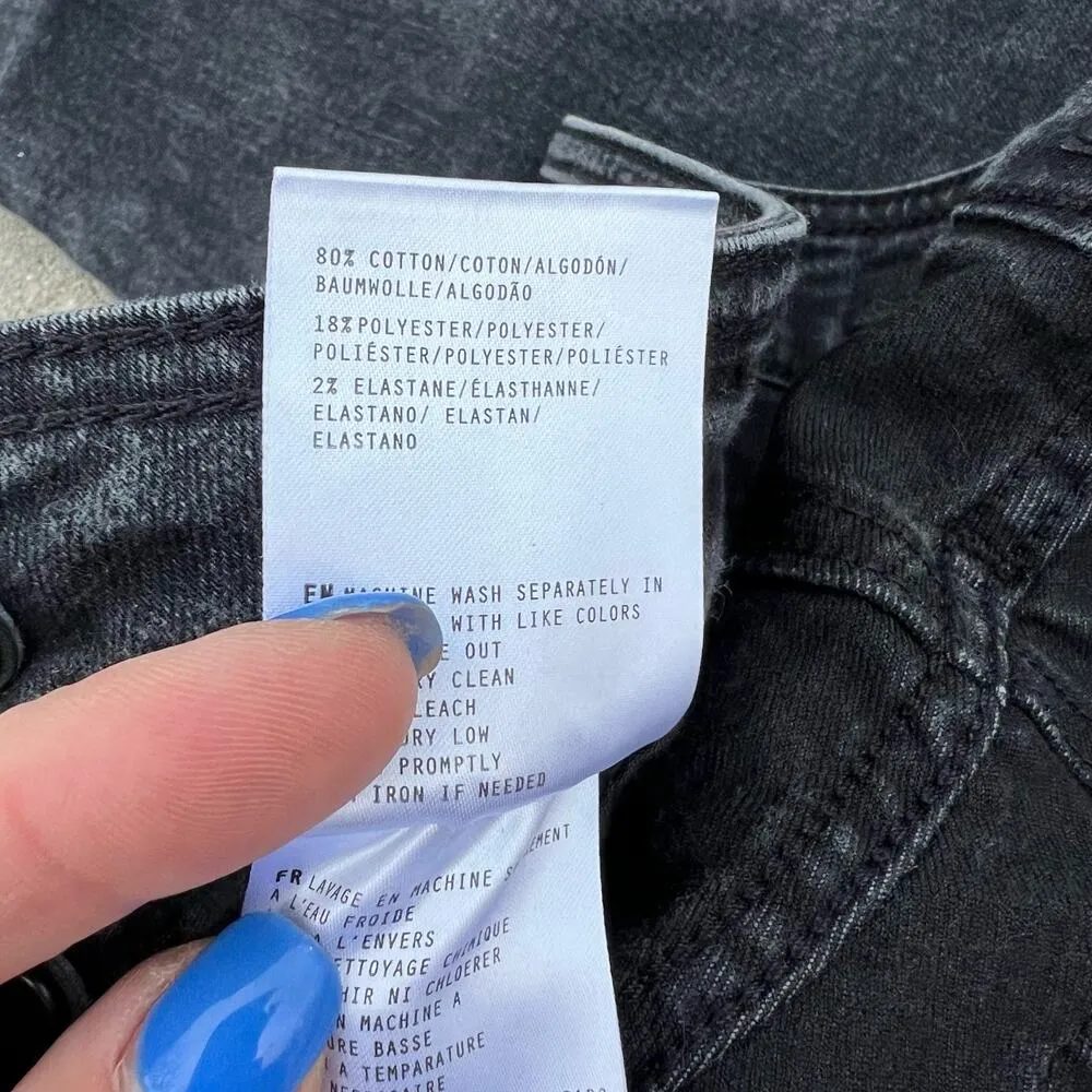 Miss Me Black High Rise Flare Jeans Frayed Hem Button Fly 29x34 - Image 7