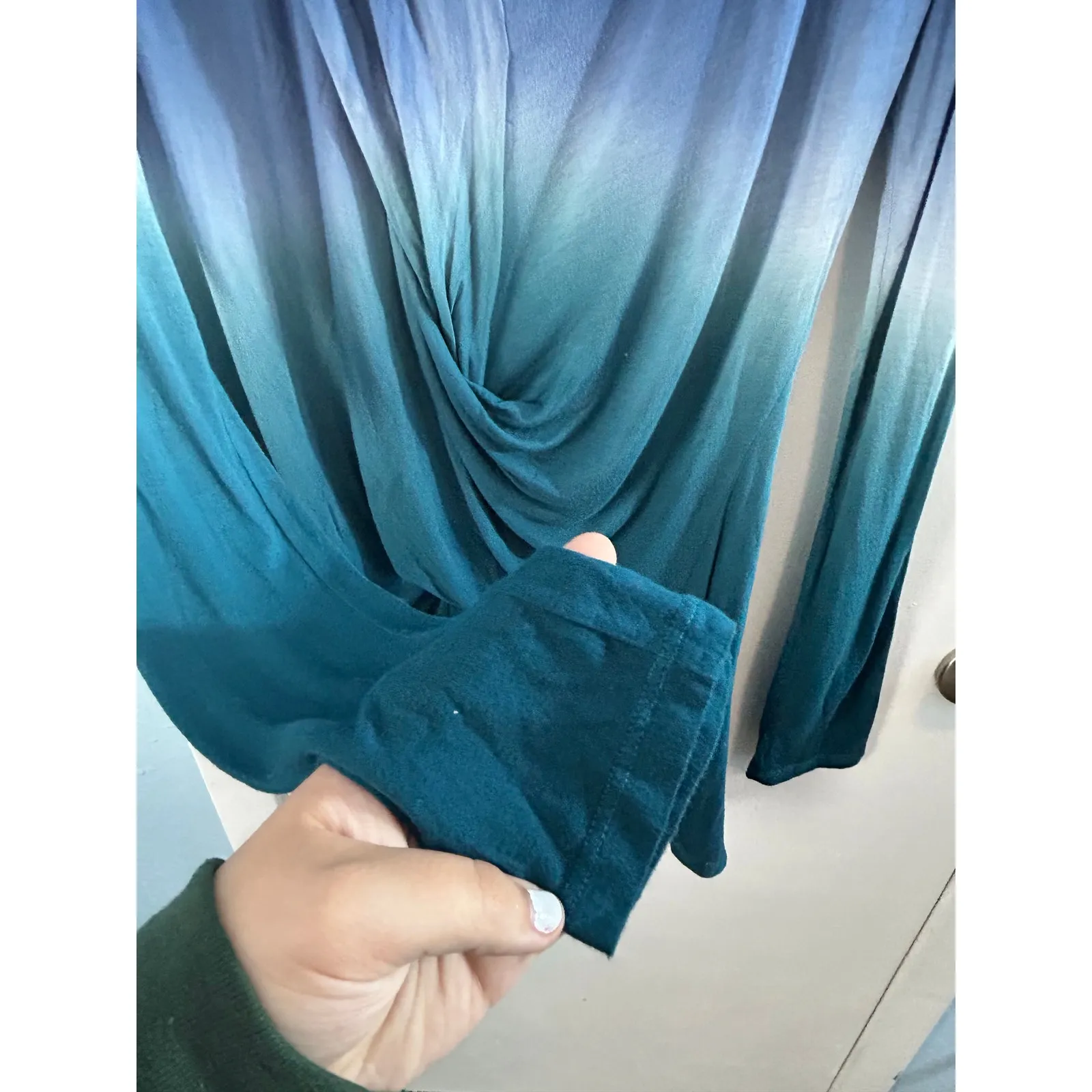 Young Fabulous & Broke Mini Dress Small Blue Ombre Tie Dye Drape Fairy Grunge - Image 5