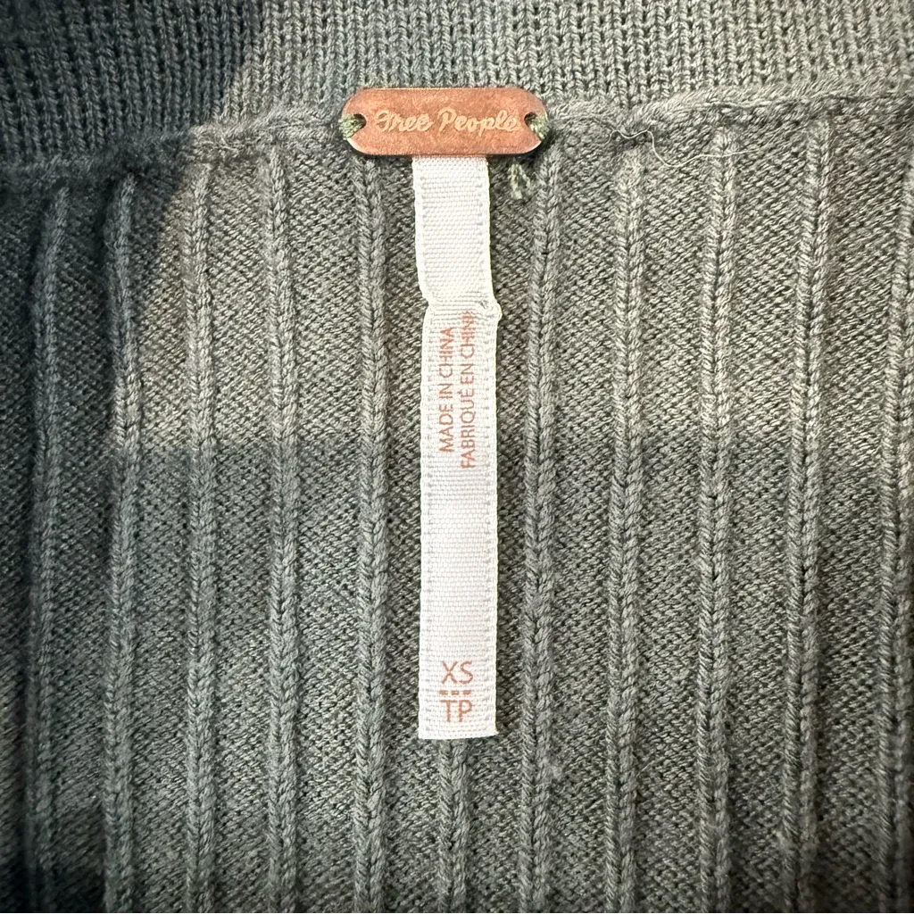 Free People Mod Faux Wrap Knit Mini Skirt Women’s XS Thyme Green Ribbed Stretch - Image 5