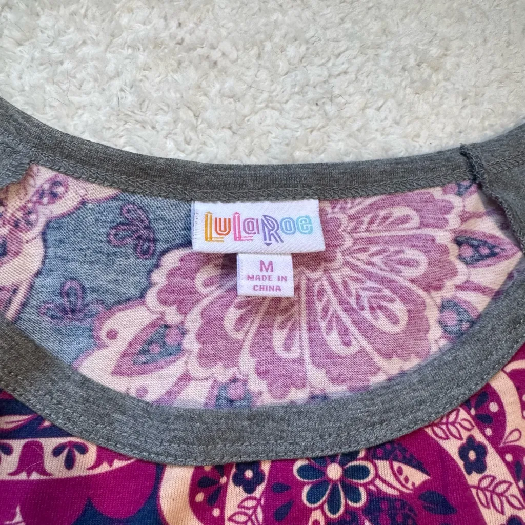 LulaRoe Julia Raglan Paisley Floral Pencil Sheath Midi Dress Stretch Sz Medium - Image 3