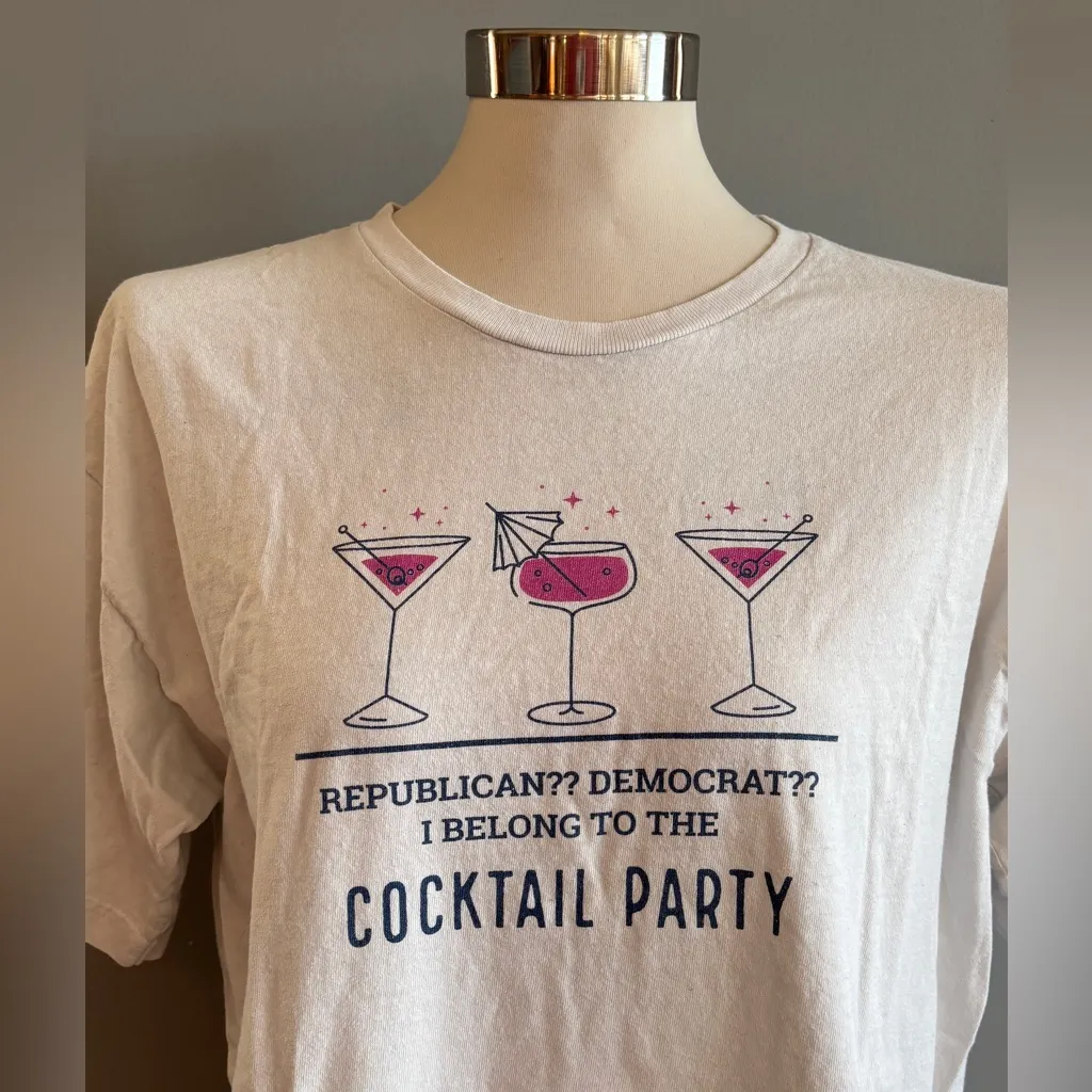 Funny White Cocktail Party T - Image 2