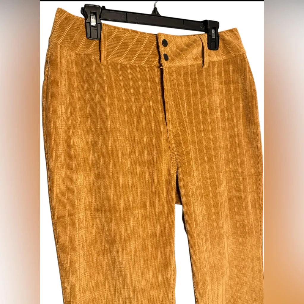 Pink Lily Brown Textured Flare‎ Leg Mid-Rise Pants Women’s Size Large PL2386 - Image 2