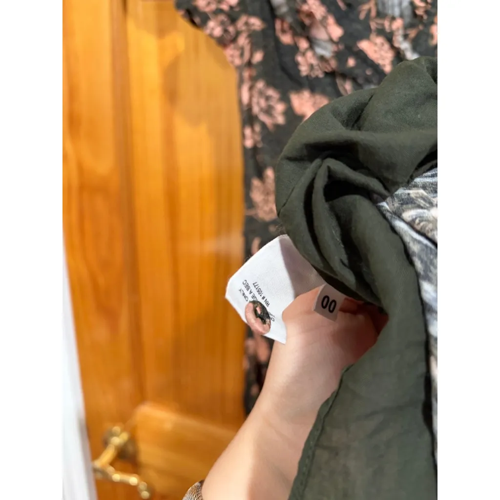 Ulla Johnson Floral Ruffle Midi Dress 00 Black Pink Boho Drawstring Waist Cotton - Image 3