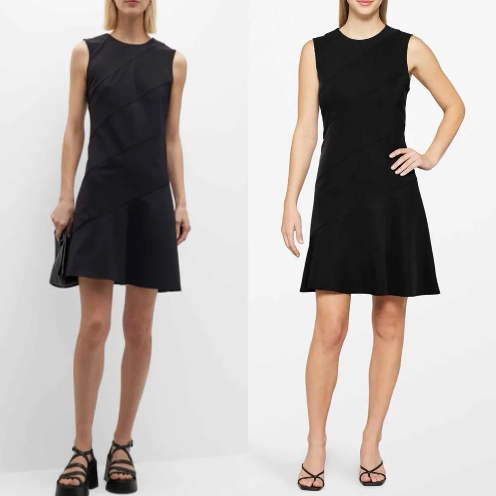 Theory Diagonal Flare Mini Dress Precision Ponte In Black Size 8 - Image 6