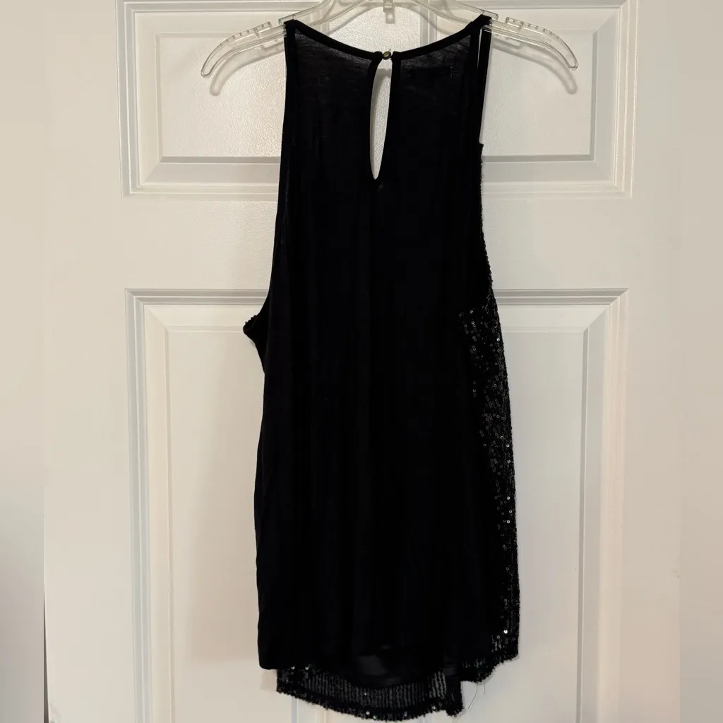 NWOT Maurice’s High Neck Black Shiny Sequin Sparkly Keyhole Back Party Tank XL - Image 3